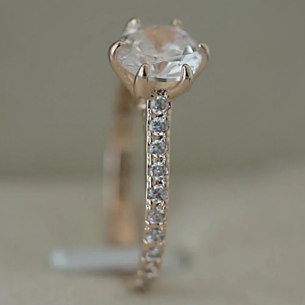 ✨ Simple Crystal Clear Round Pure Zircon Thin Rings for Women, EVGG1458